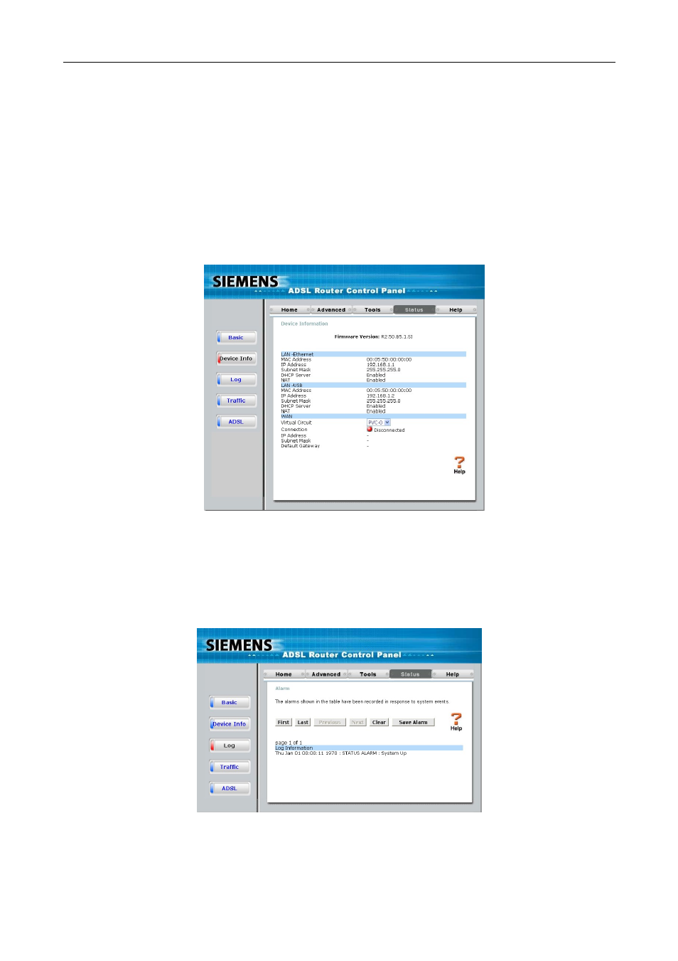 Adsl2+ router status information | Siemens C2-010 User Manual | Page 45 / 51