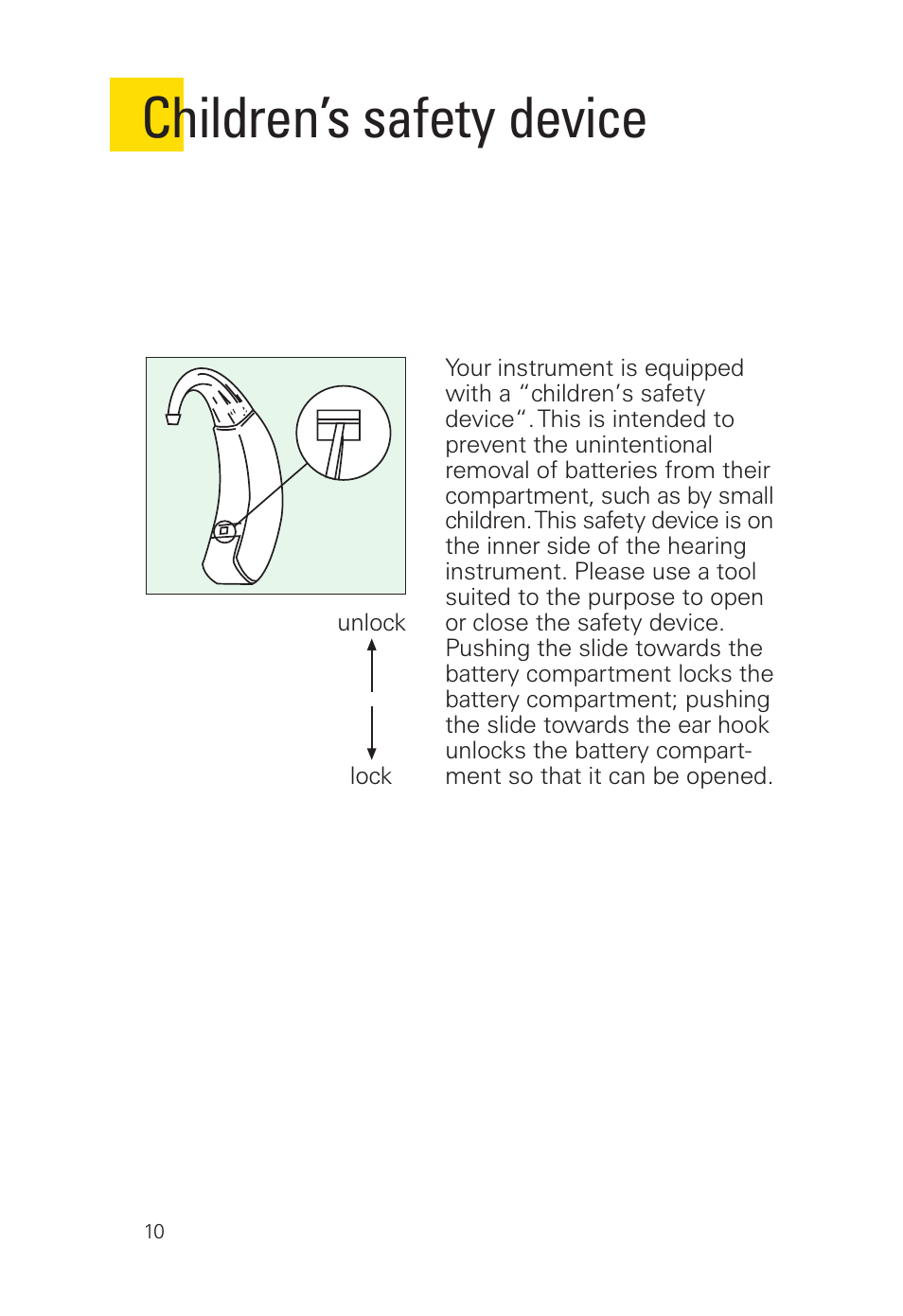 Children’s safety device | Siemens 2 D SP User Manual | Page 10 / 36