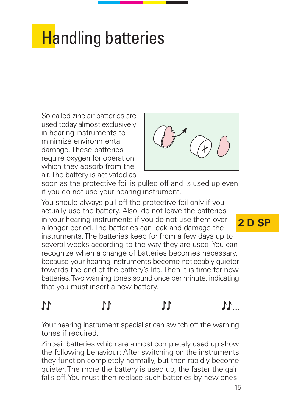 Handling batteries, 2 d sp | Siemens 2 D SP User Manual | Page 15 / 36