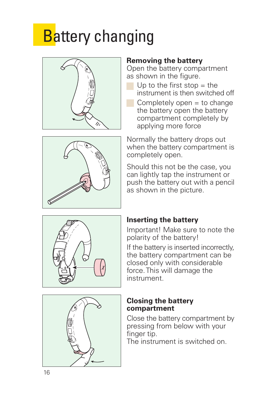 Battery changing | Siemens 2 D SP User Manual | Page 16 / 36