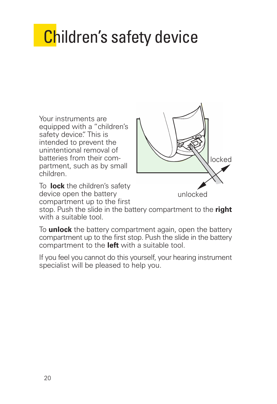 Children’s safety device | Siemens 2 D SP User Manual | Page 20 / 36