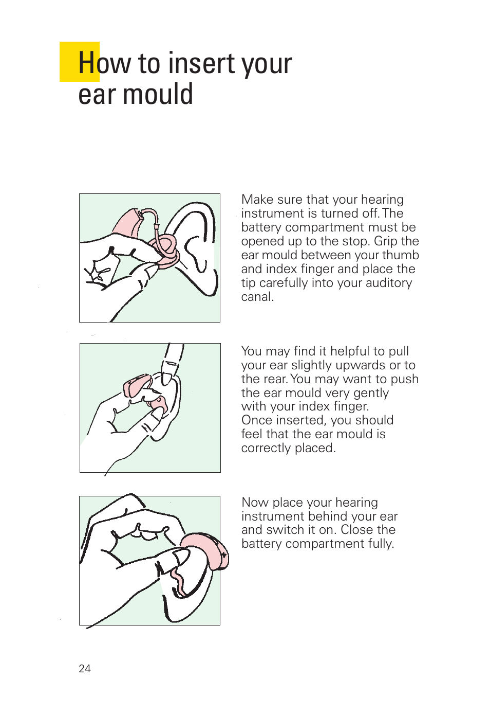 How to insert your ear mould | Siemens 2 D SP User Manual | Page 24 / 36