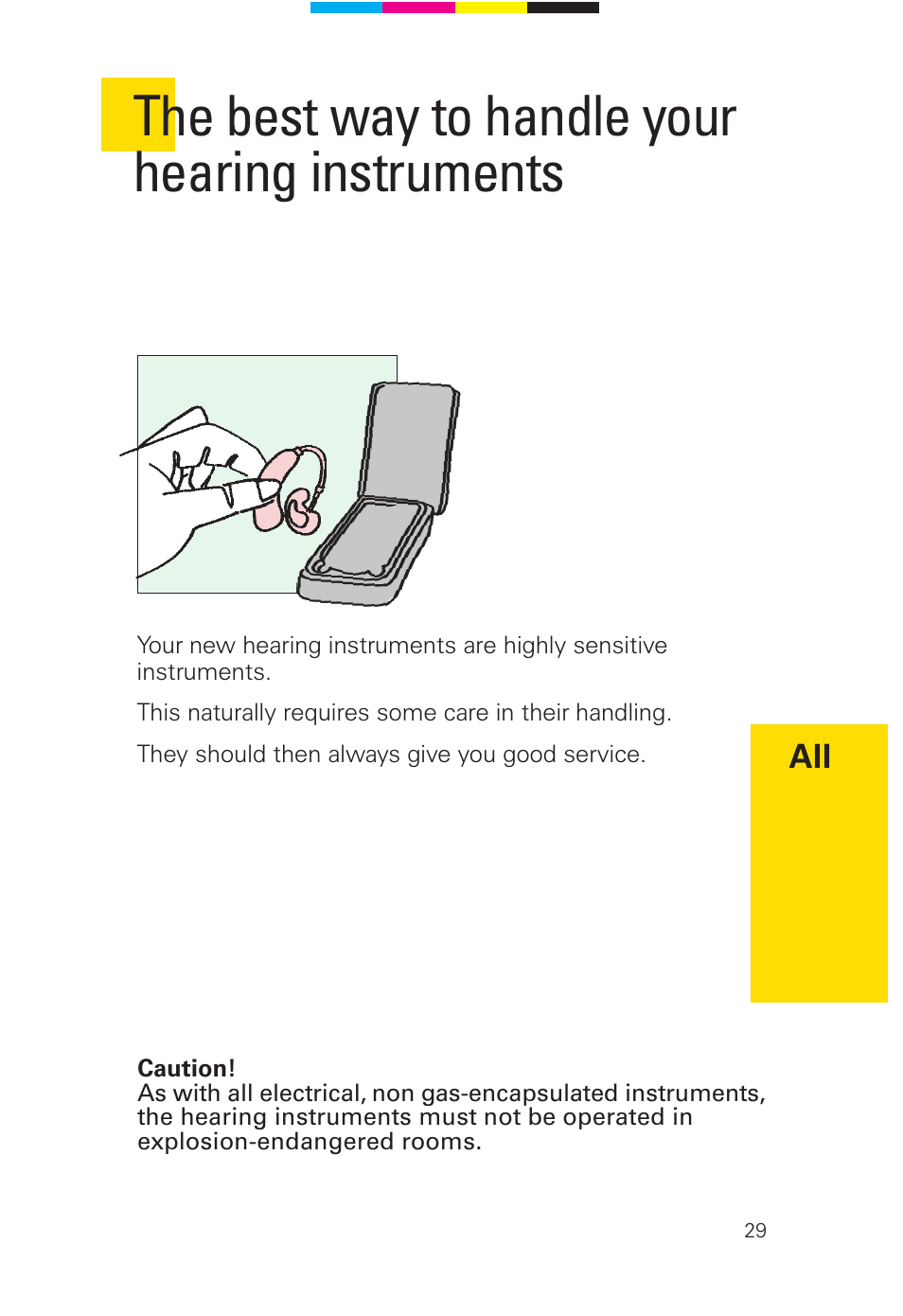 The best way to handle your hearing instruments | Siemens 2 D SP User Manual | Page 29 / 36