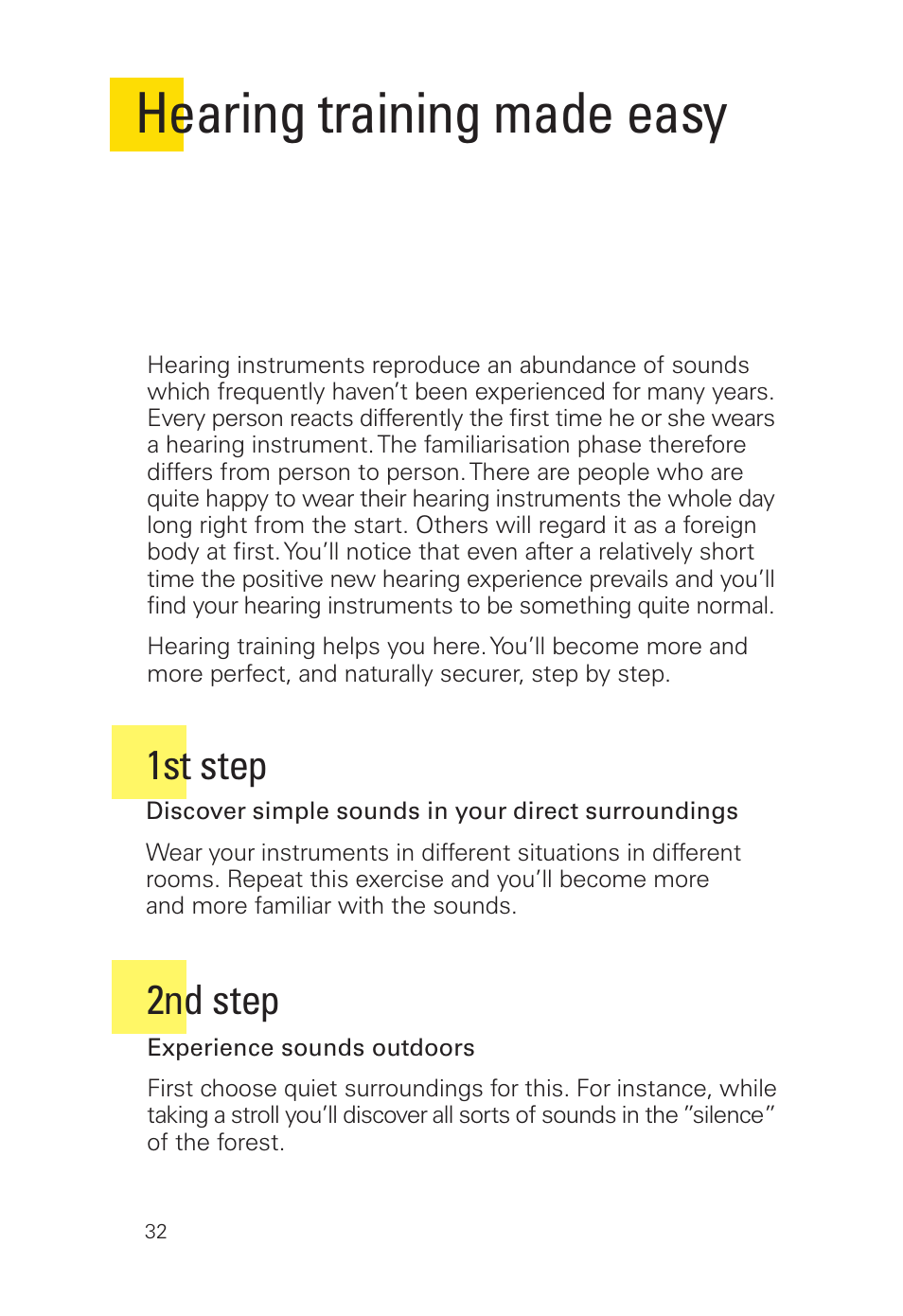 Hearing training made easy, 2nd step 1st step | Siemens 2 D SP User Manual | Page 32 / 36