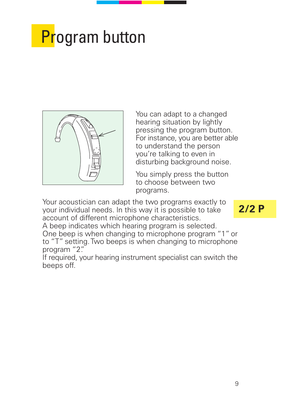 Program button, 2 / 2 p | Siemens 2 D SP User Manual | Page 9 / 36