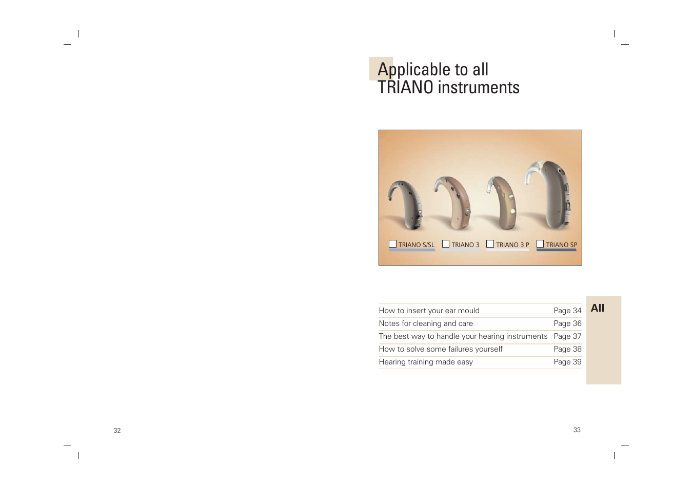 Applicable to all triano instruments | Siemens SP User Manual | Page 33 / 44