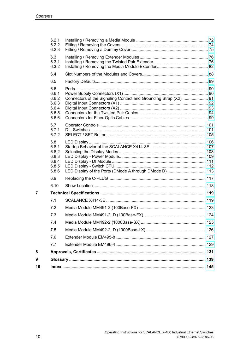 Siemens X-400 User Manual | Page 10 / 148