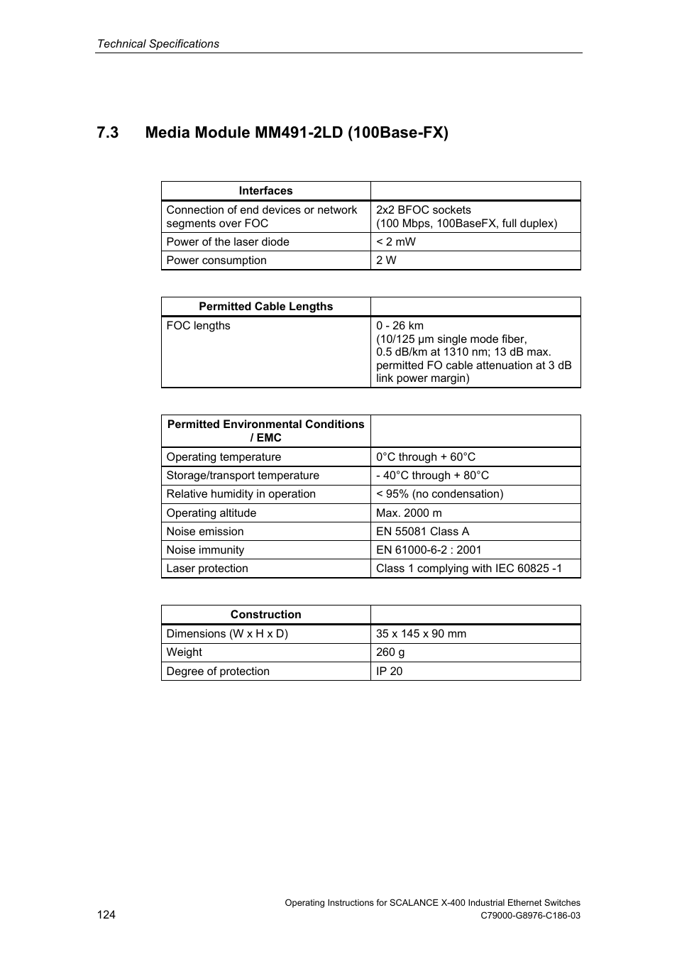 3 media module mm491-2ld (100base-fx) | Siemens X-400 User Manual | Page 124 / 148