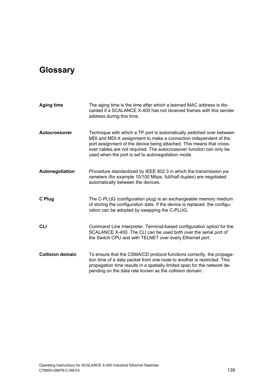 Glossary | Siemens X-400 User Manual | Page 139 / 148