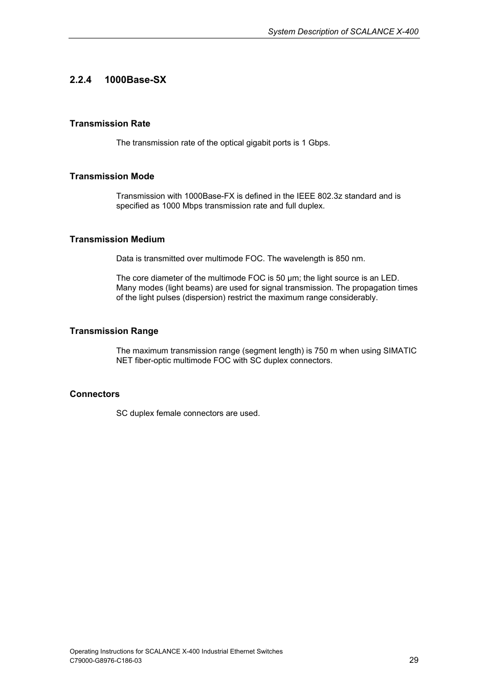 4 1000base-sx | Siemens X-400 User Manual | Page 29 / 148