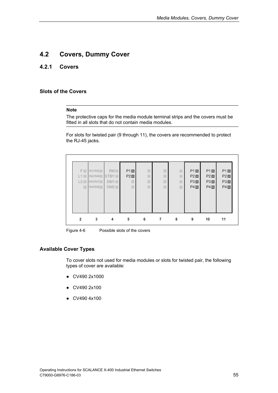 2 covers, dummy cover, 1 covers | Siemens X-400 User Manual | Page 55 / 148