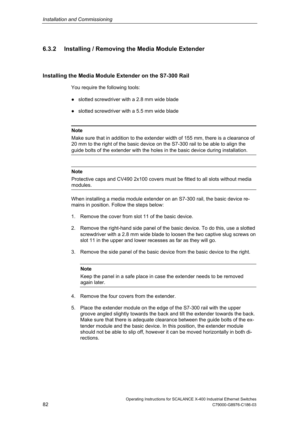 2 installing / removing the media module extender | Siemens X-400 User Manual | Page 82 / 148