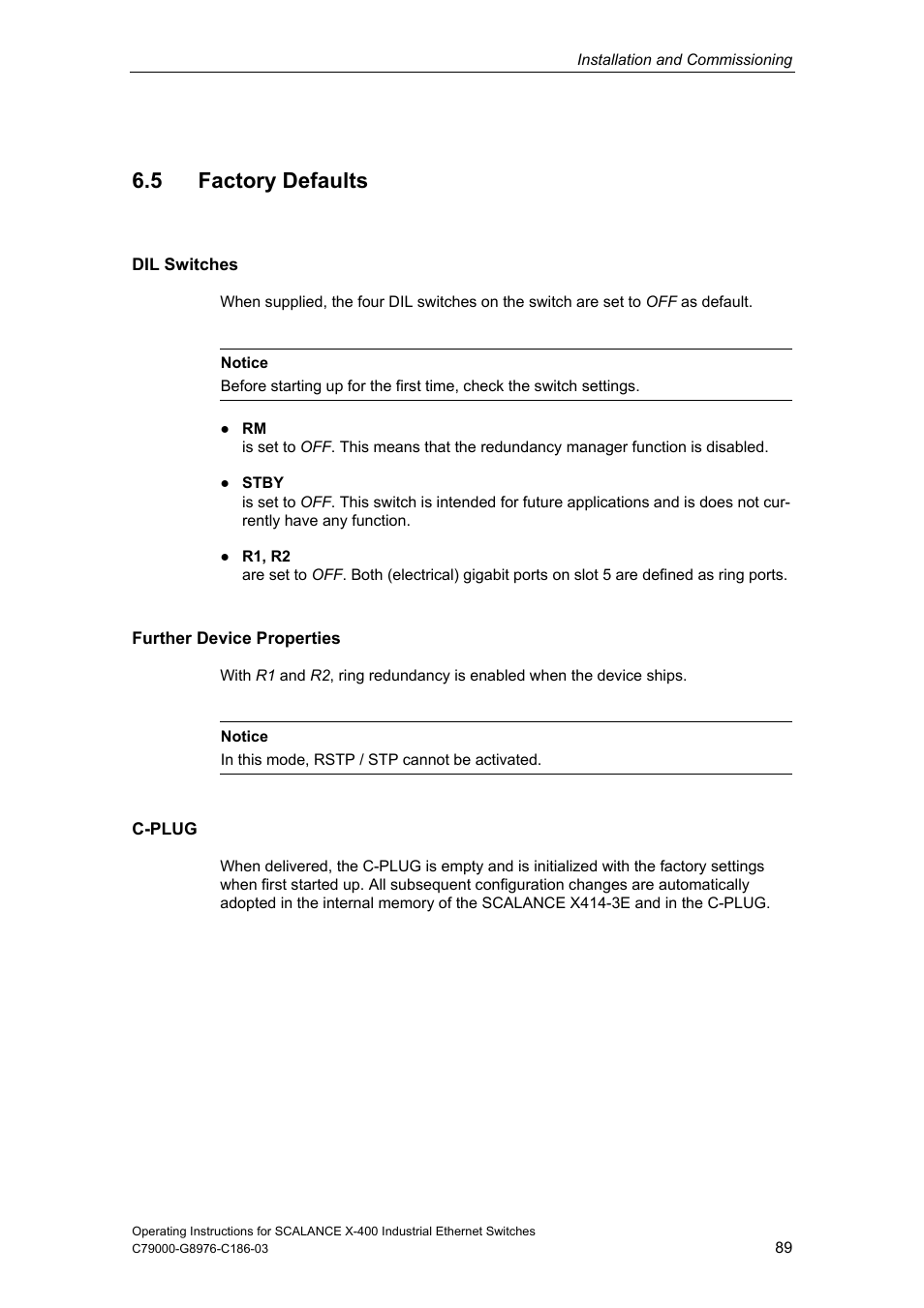 5 factory defaults | Siemens X-400 User Manual | Page 89 / 148