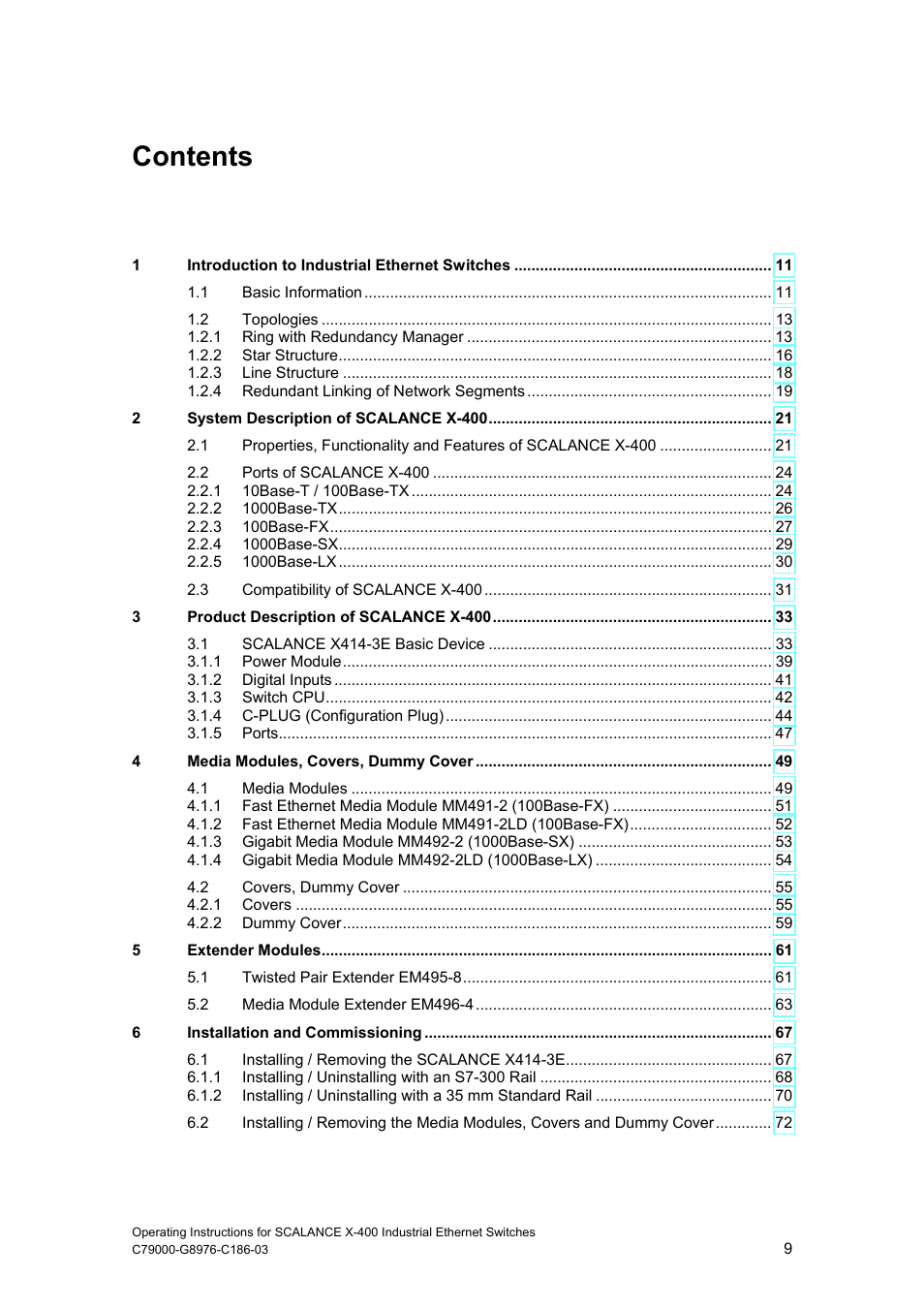 Siemens X-400 User Manual | Page 9 / 148