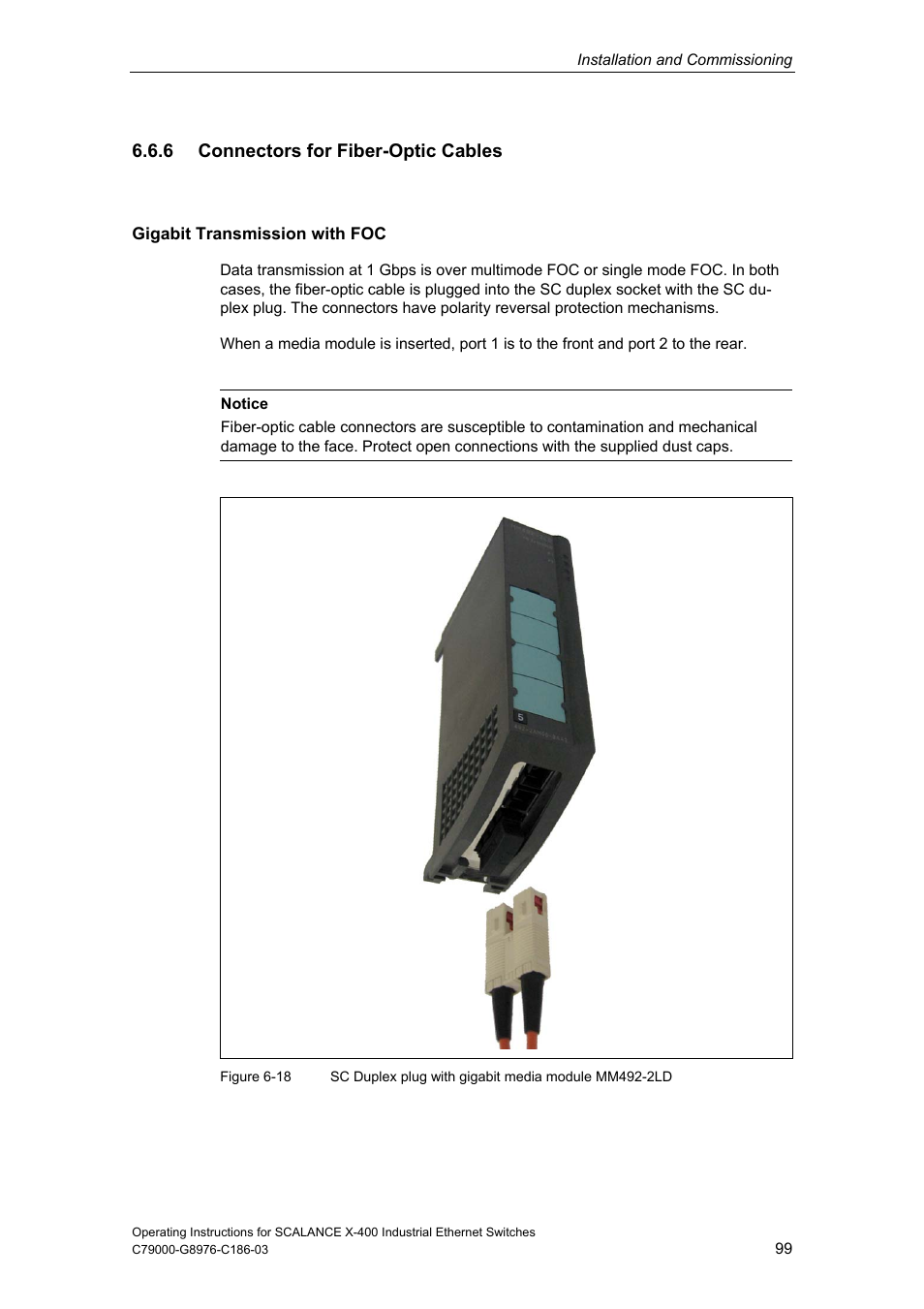 6 connectors for fiber-optic cables | Siemens X-400 User Manual | Page 99 / 148