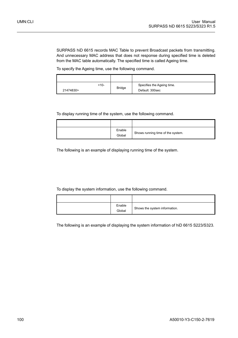 6 configuring ageing time, 7 running time of system, 8 system information | Configuring ageing time, Running time of system, System information | Siemens S223 User Manual | Page 100 / 381