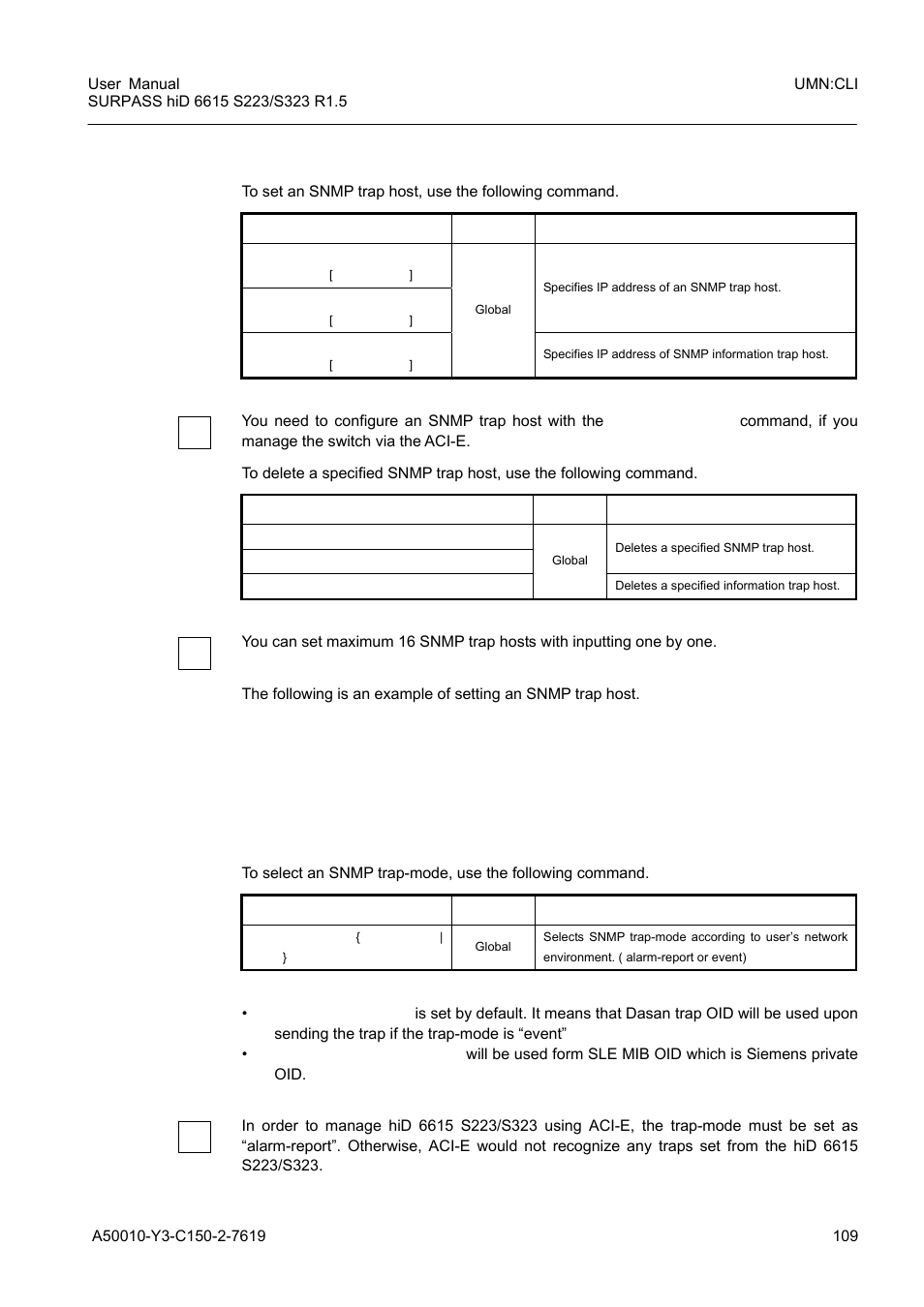 1 snmp trap host, 2 snmp trap mode, 1 snmp trap host 7.1.8.2 snmp trap mode | Siemens S223 User Manual | Page 109 / 381