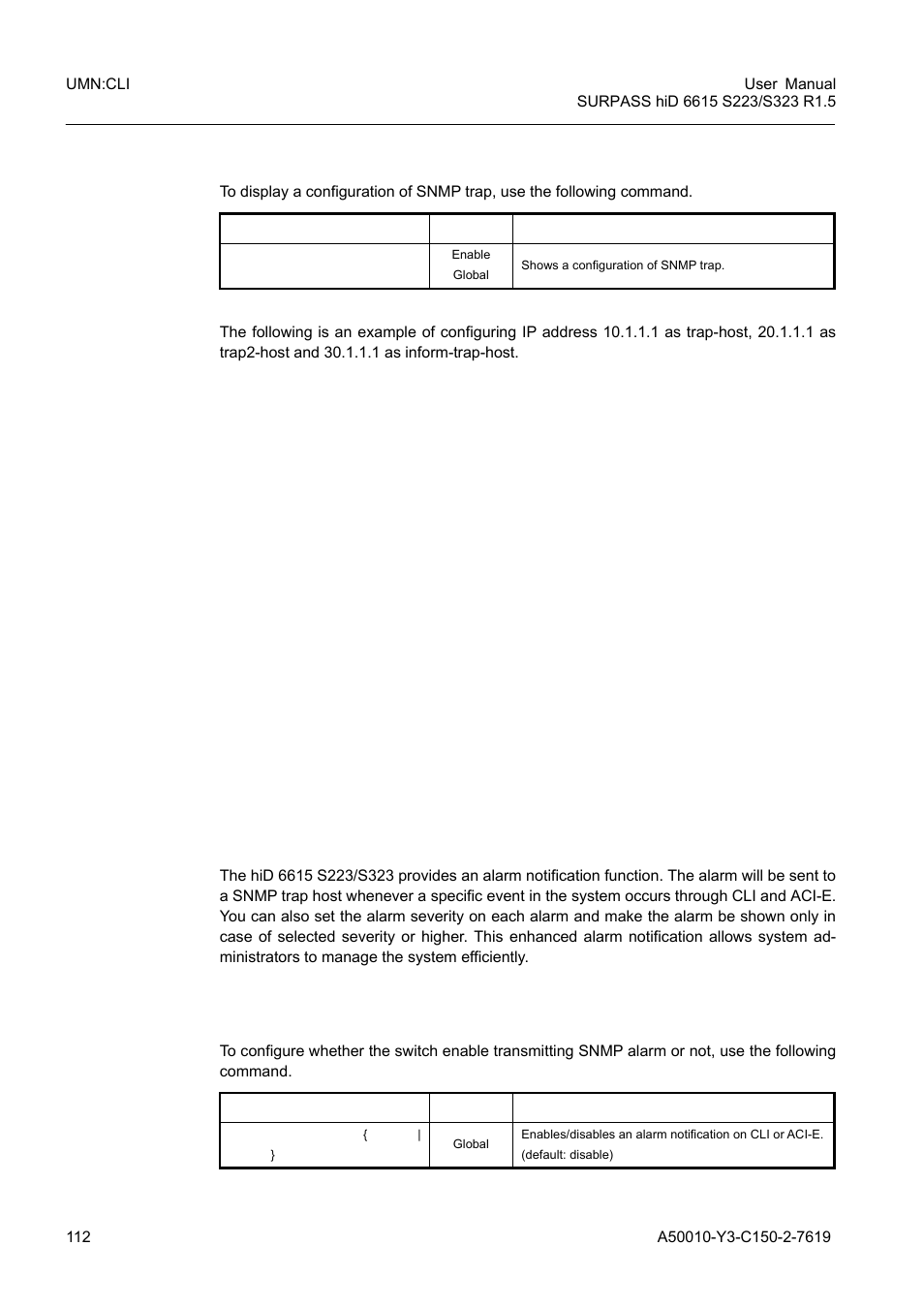 5 displaying snmp trap, 9 snmp alarm, 1 enabling alarm notification | Snmp alarm | Siemens S223 User Manual | Page 112 / 381