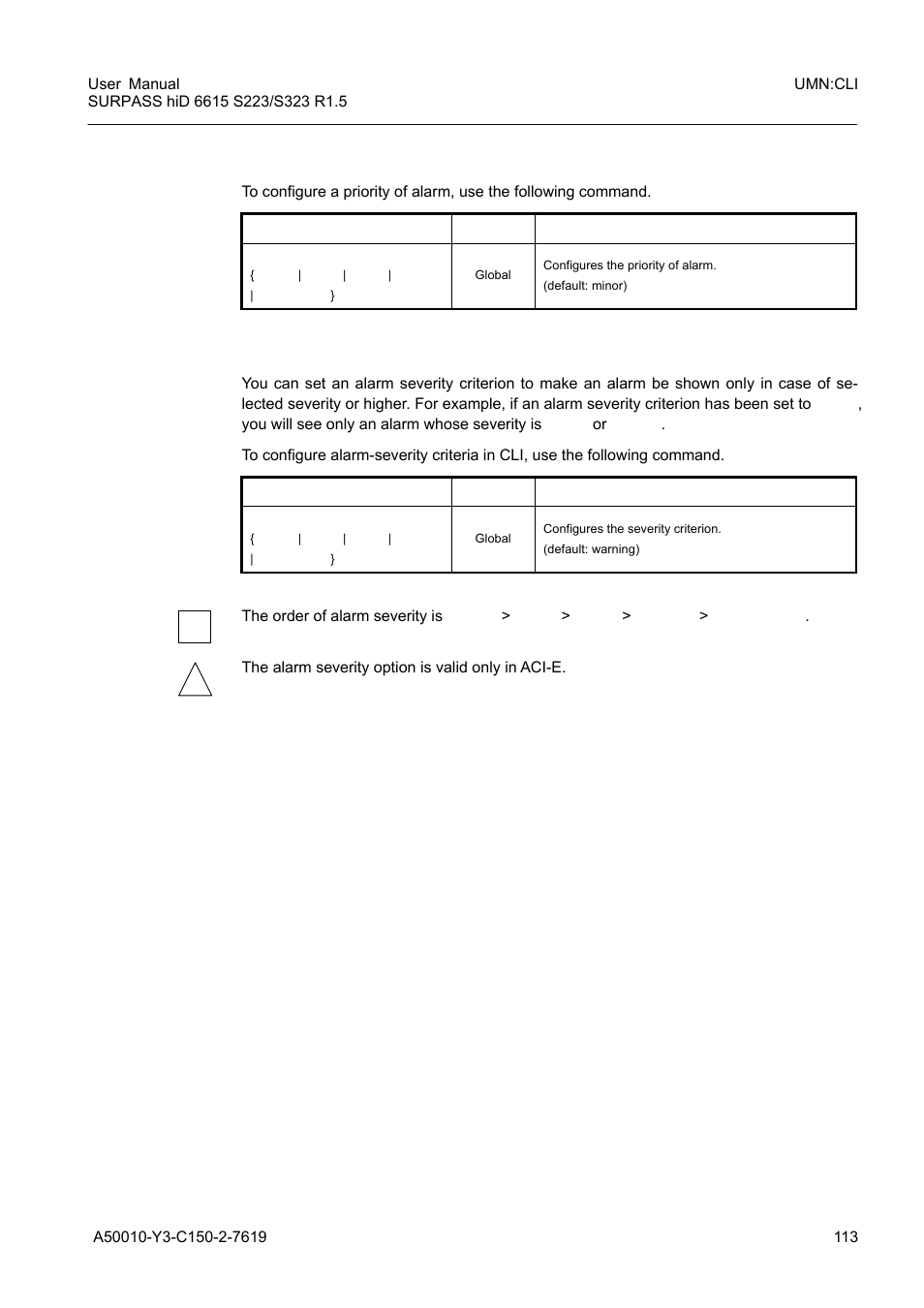 2 default alarm severity, 3 alarm severity criterion | Siemens S223 User Manual | Page 113 / 381