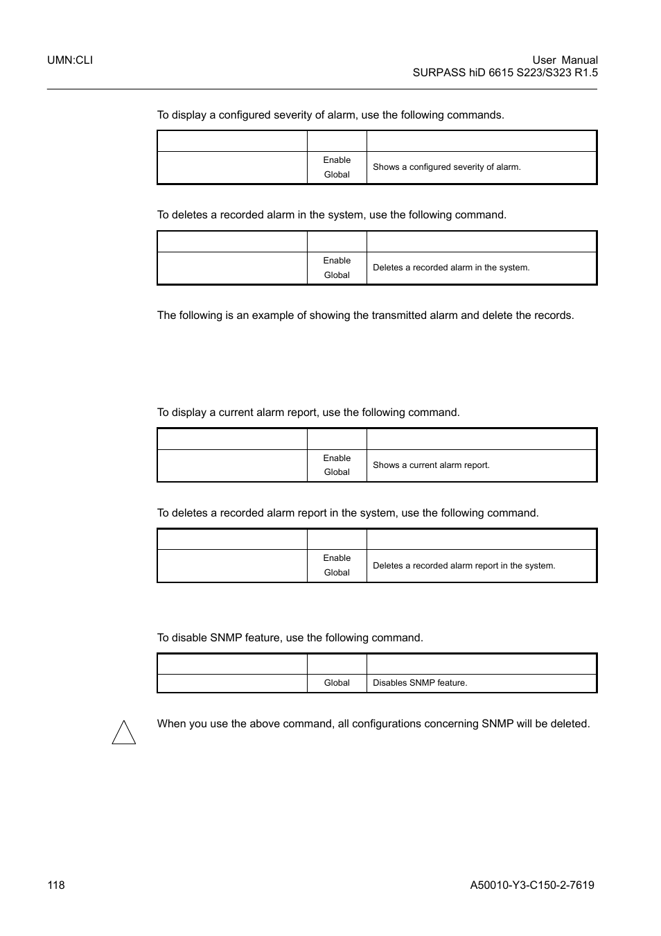 11 disabling snmp, Disabling snmp | Siemens S223 User Manual | Page 118 / 381