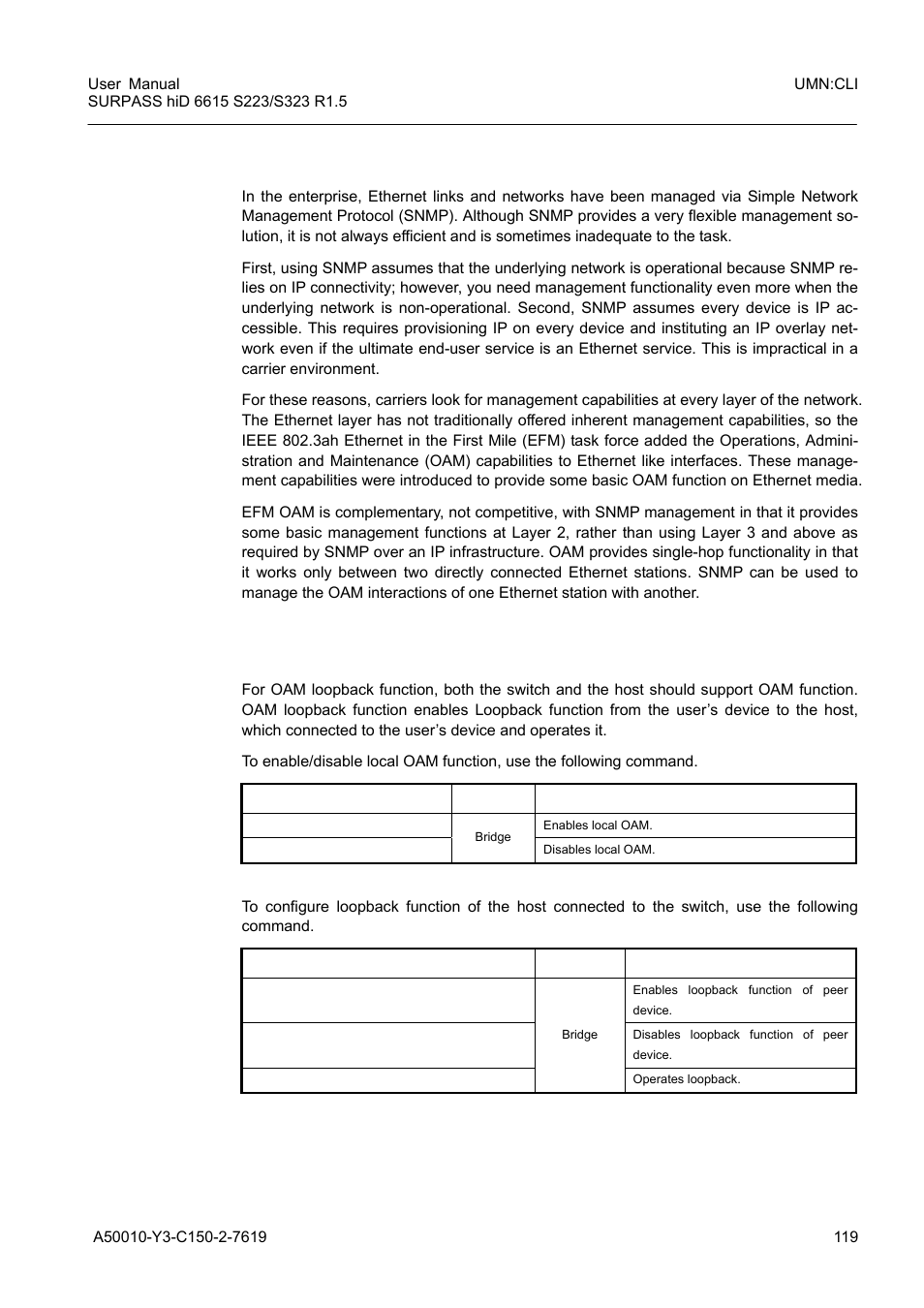 2 operation, administration and maintenance (oam), 1 oam loopback, Operation, administration and maintenance (oam) | Oam loopback | Siemens S223 User Manual | Page 119 / 381