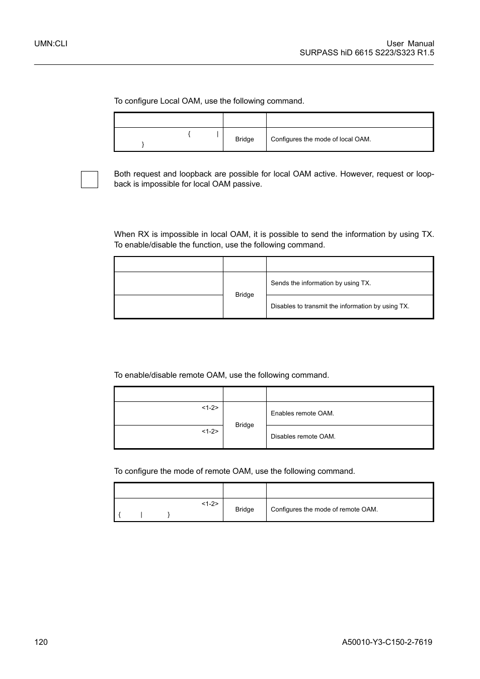 2 local oam mode, 3 oam unidirection, 4 remote oam | Local oam mode, Oam unidirection, Remote oam | Siemens S223 User Manual | Page 120 / 381