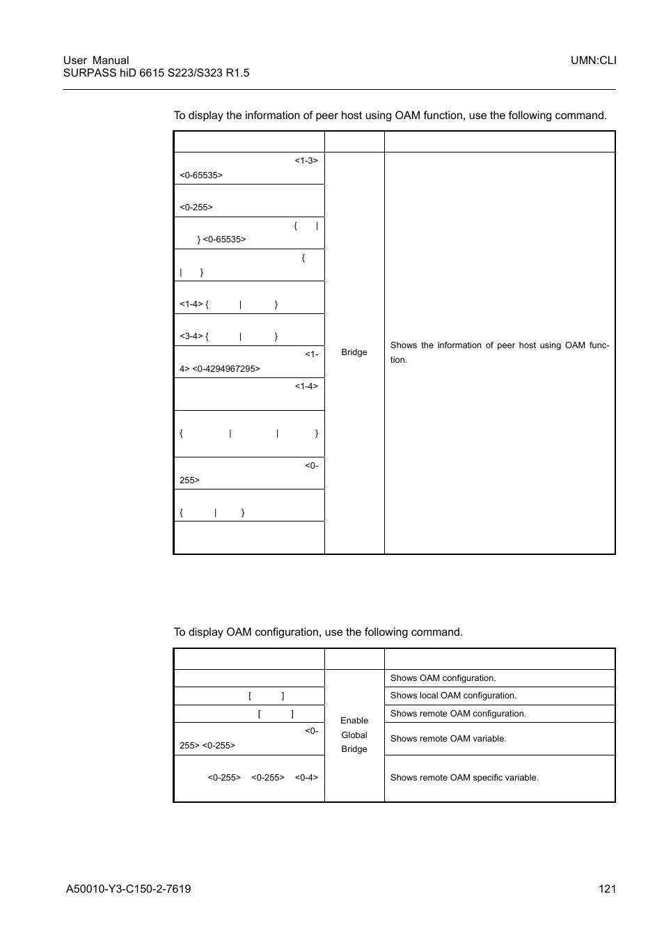 5 displaying oam configuration, Displaying oam configuration | Siemens S223 User Manual | Page 121 / 381