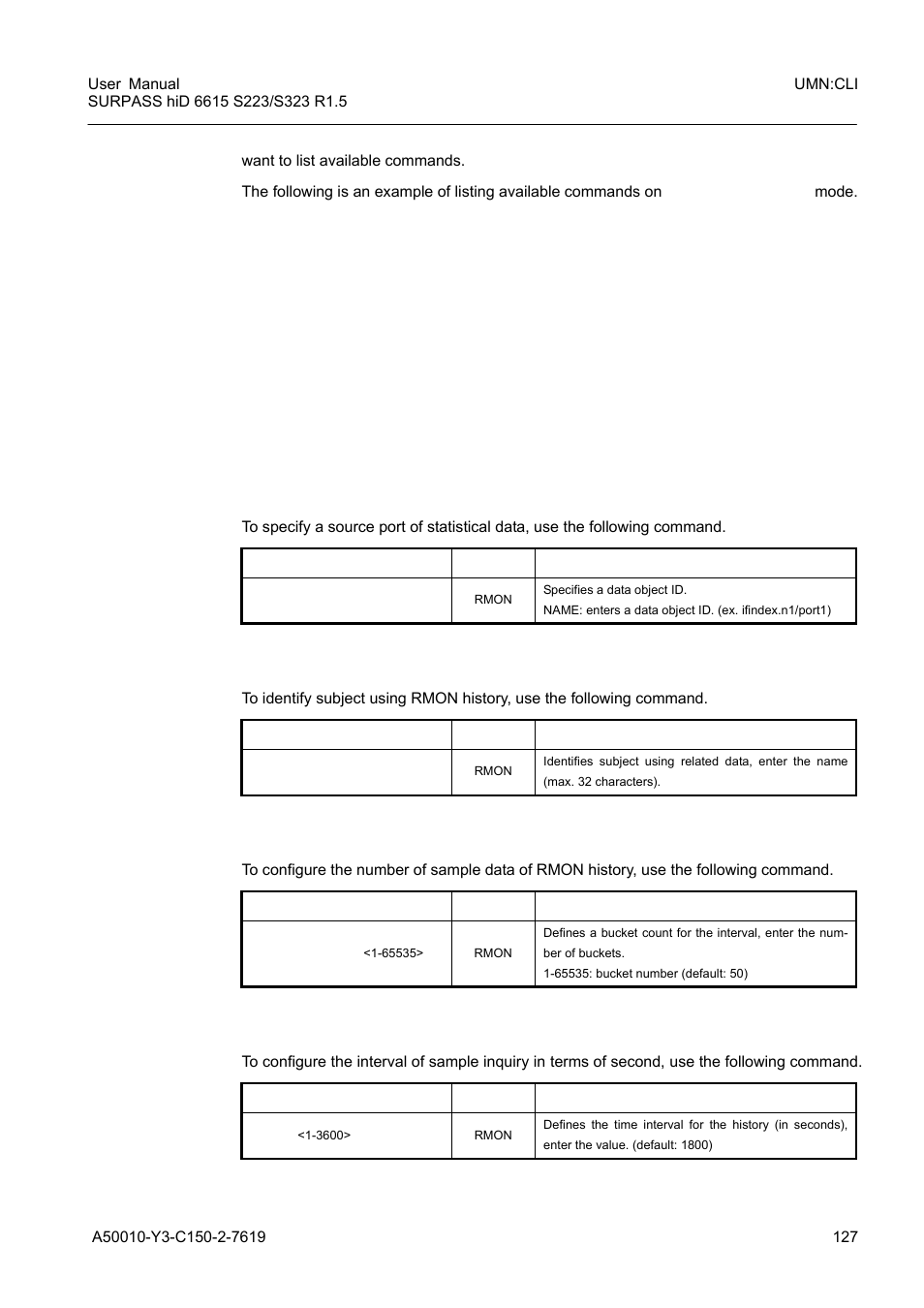 1 source port of statistical data, 2 subject of rmon history, 3 number of sample data | 4 interval of sample inquiry | Siemens S223 User Manual | Page 127 / 381