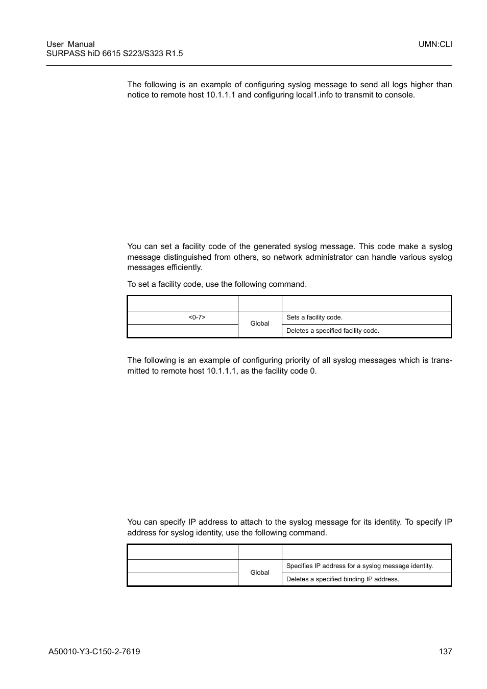 2 facility code, 3 syslog bind address, Facility code | Syslog bind address, Syslog | Siemens S223 User Manual | Page 137 / 381