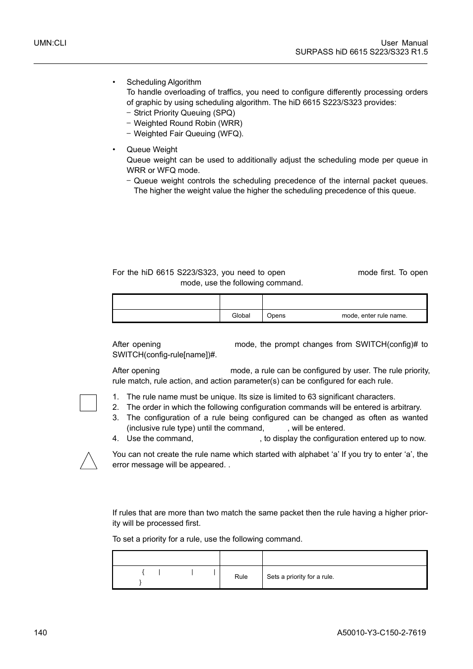 2 rule configuration, 1 rule creation, 2 rule priority | Rule configuration, 1 rule creation 7.6.2.2 rule priority | Siemens S223 User Manual | Page 140 / 381