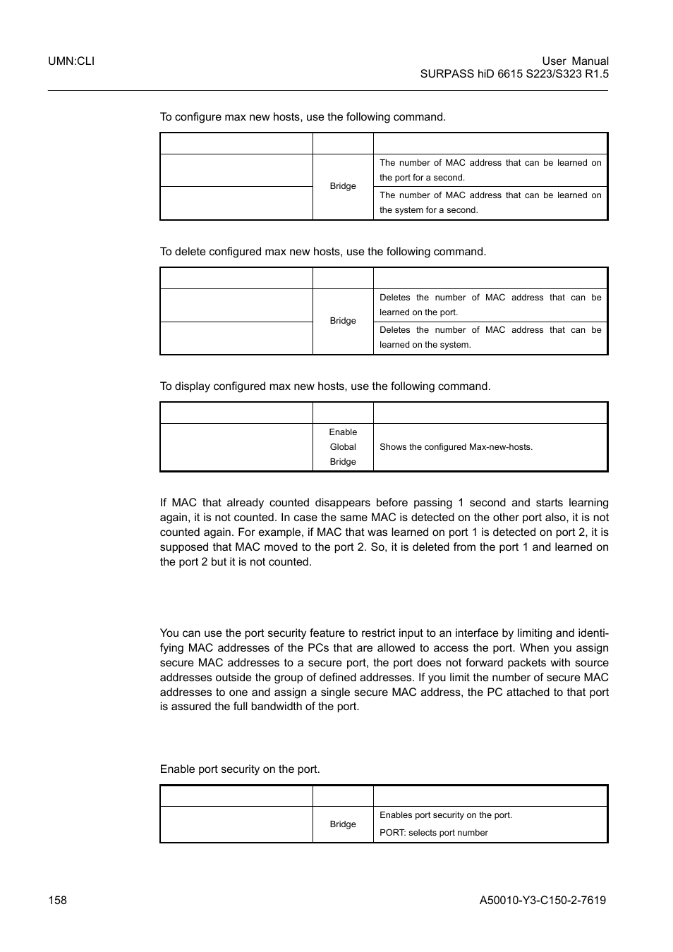 10 port security, 1 port security on port, Port security | Port security on port | Siemens S223 User Manual | Page 158 / 381