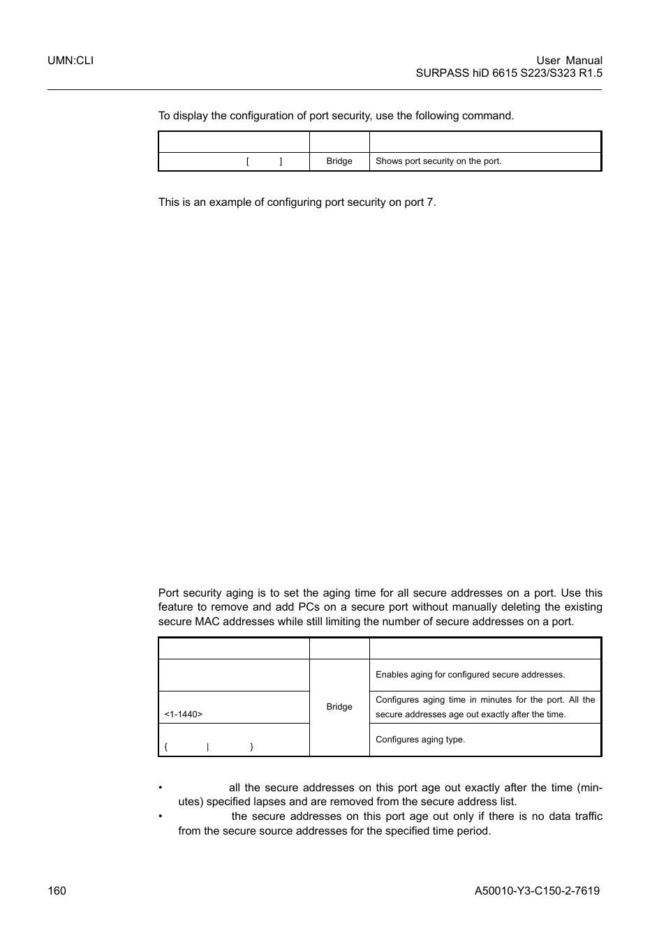 2 port security aging, Port security aging | Siemens S223 User Manual | Page 160 / 381