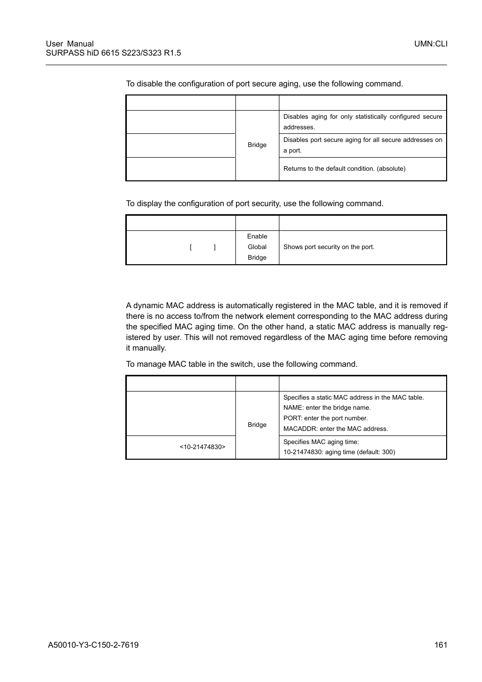 11 mac table, Mac table | Siemens S223 User Manual | Page 161 / 381