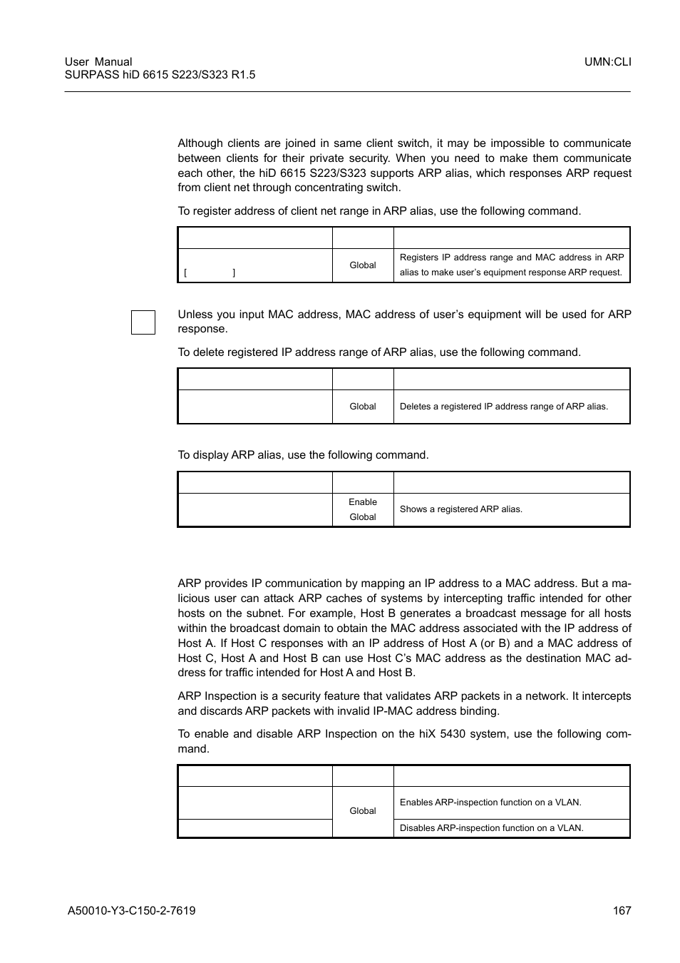 2 arp alias, 3 arp inspection, Arp alias | Arp inspection | Siemens S223 User Manual | Page 167 / 381