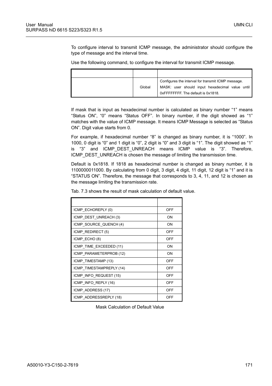 Tab. 7.3, Mask calculation of default value | Siemens S223 User Manual | Page 171 / 381