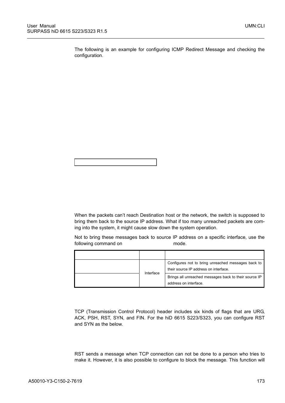 4 the policy of unreached messages, 15 ip tcp flag control, 1 rst configuration | The policy of unreached messages, Ip tcp flag control, Rst configuration | Siemens S223 User Manual | Page 173 / 381