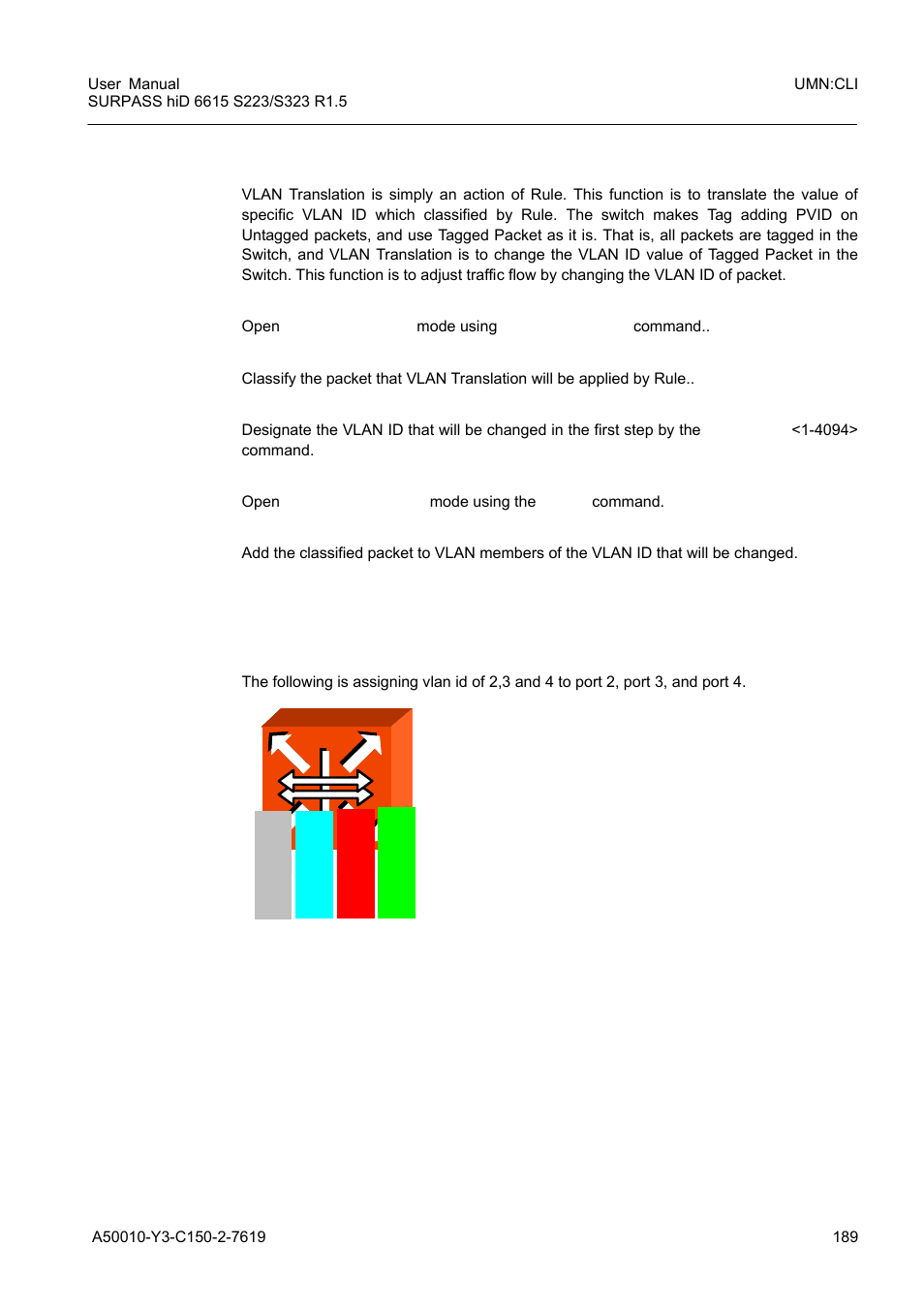 10 vlan translation, 11 sample configuration, Vlan translation | Sample configuration | Siemens S223 User Manual | Page 189 / 381