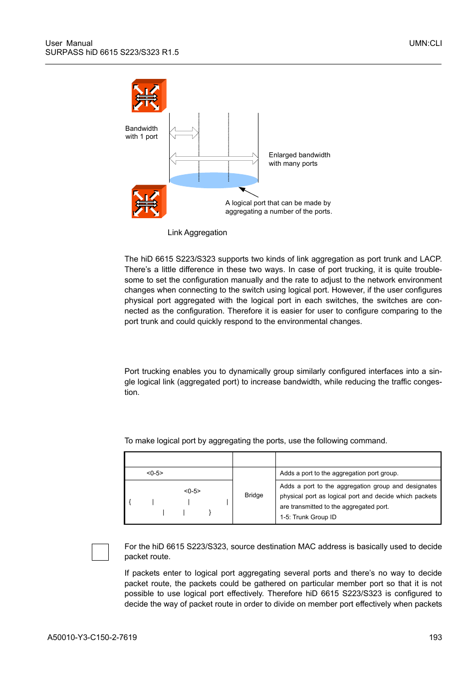 1 port trunk, 1 configuring port trunk, Port trunk | Fig. 8.7, Link aggregation | Siemens S223 User Manual | Page 193 / 381