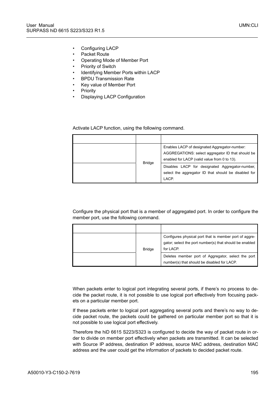 1 configuring lacp, 2 packet route, 1 configuring lacp 8.2.2.2 packet route | Siemens S223 User Manual | Page 195 / 381