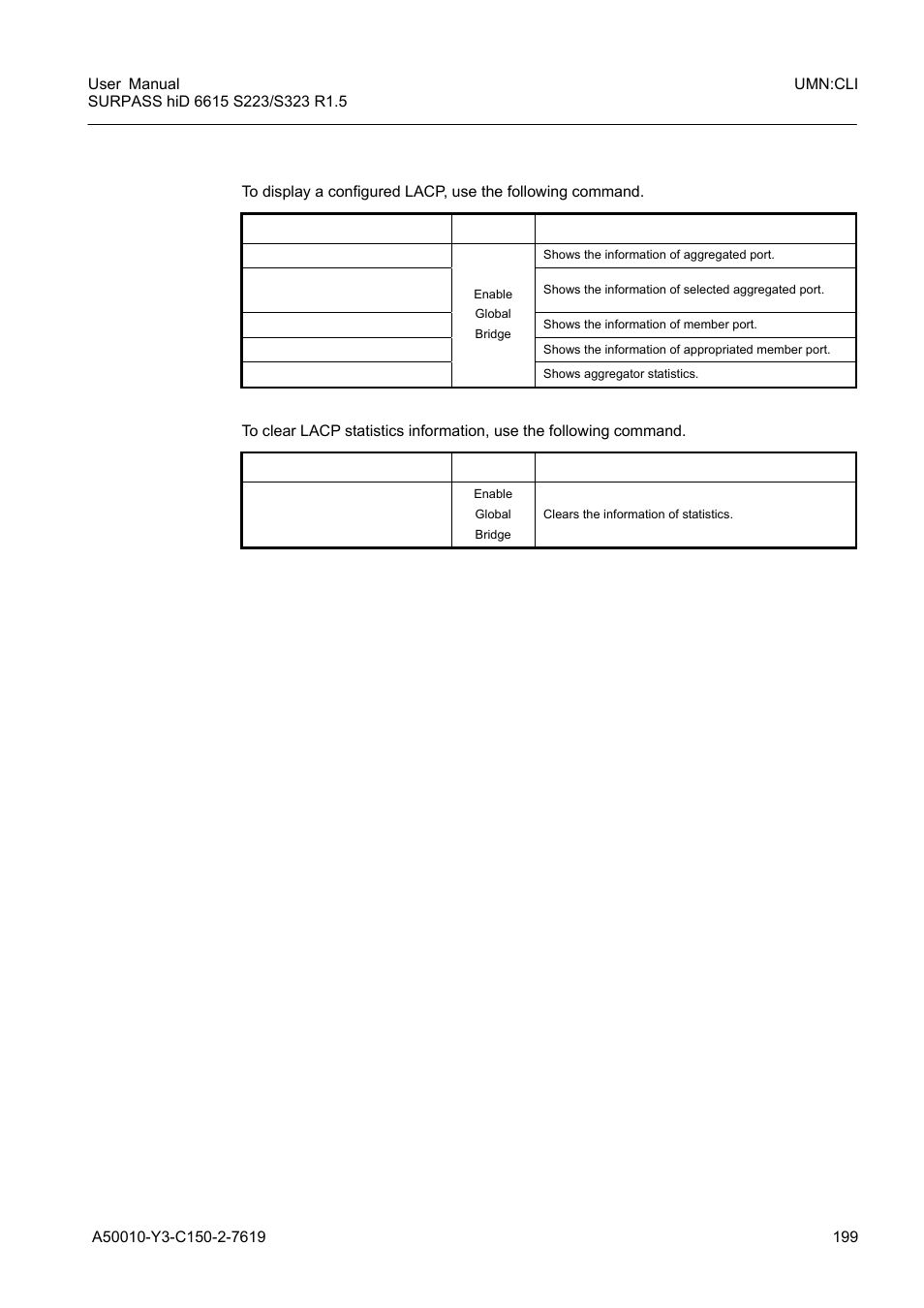 9 displaying lacp configuration, Displaying lacp configuration | Siemens S223 User Manual | Page 199 / 381