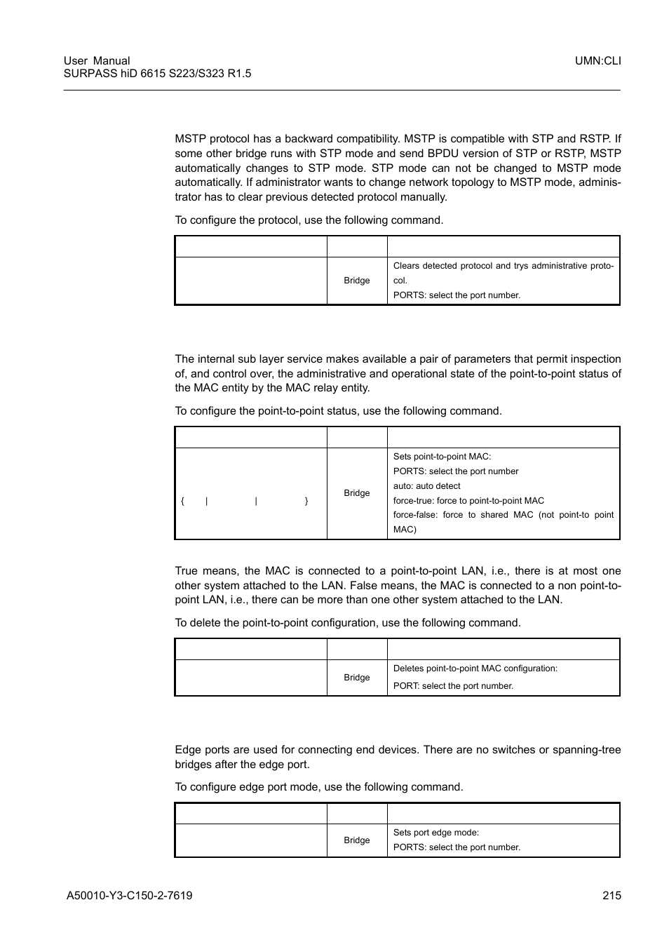 6 mstp protocol, 7 point-to-point mac parameters, 8 edge ports | Siemens S223 User Manual | Page 215 / 381