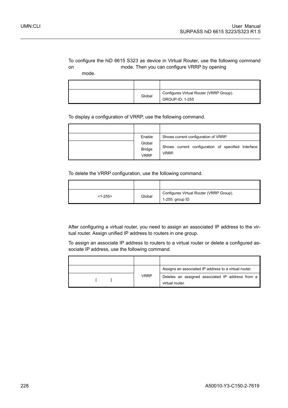 1 configuring vrrp, 1 associated ip address, Configuring vrrp | Siemens S223 User Manual | Page 228 / 381