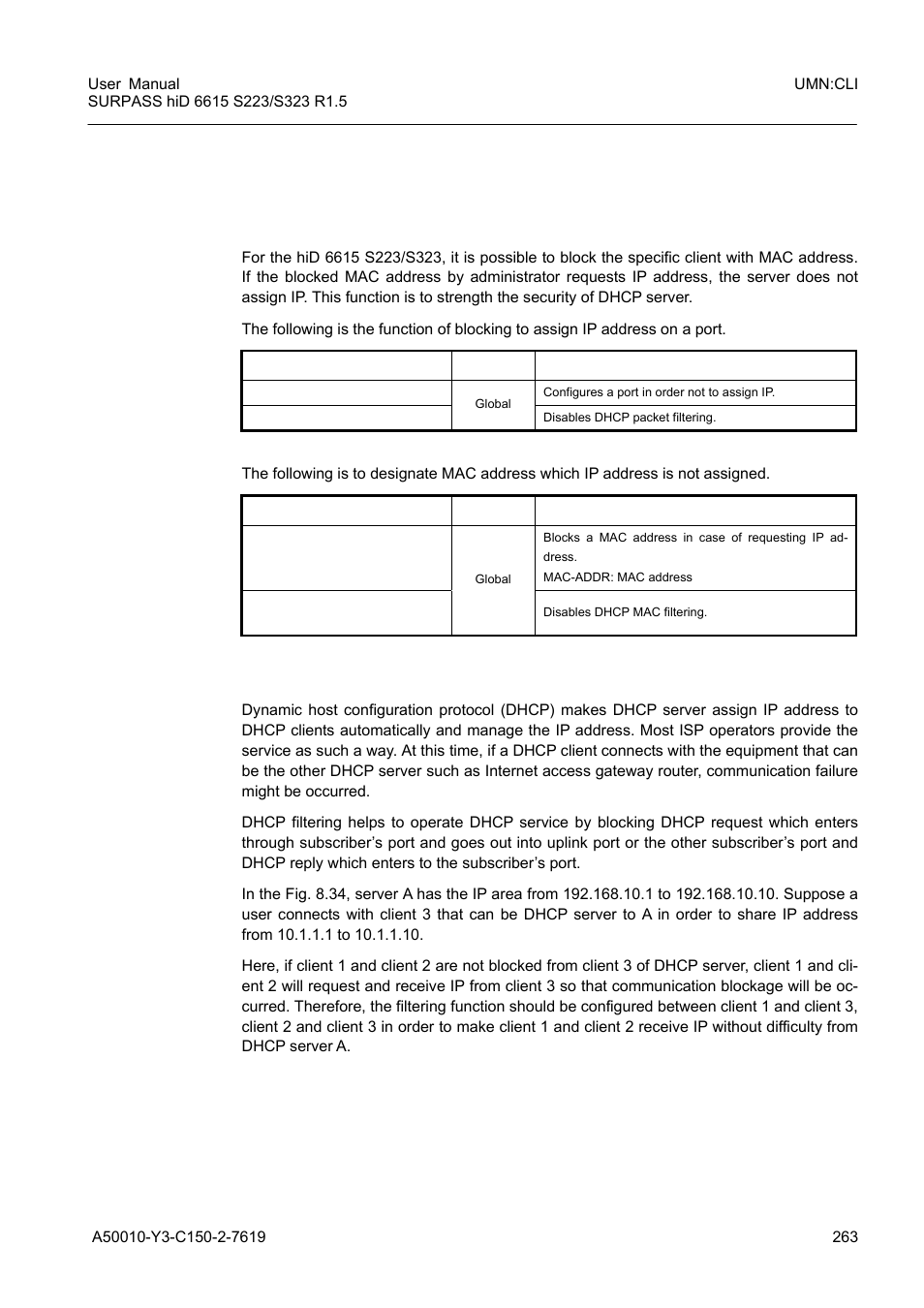 9 dhcp filtering, 1 dhcp packet filtering, 2 dhcp server packet filtering | Dhcp filtering | Siemens S223 User Manual | Page 263 / 381