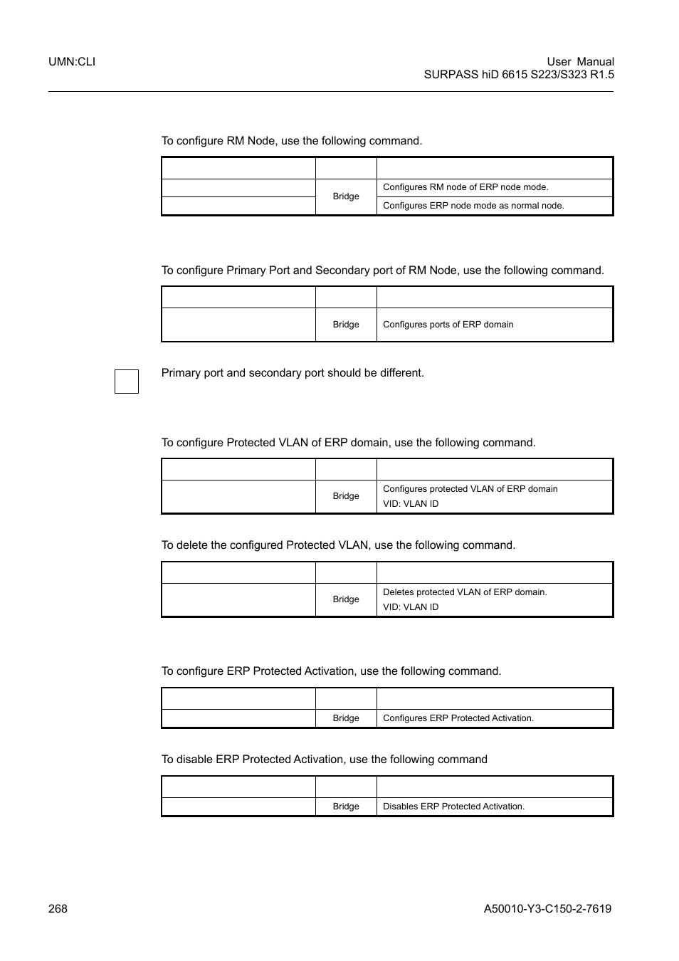 2 rm node, 3 port of erp domain, 4 protected vlan | 5 protected activation | Siemens S223 User Manual | Page 268 / 381