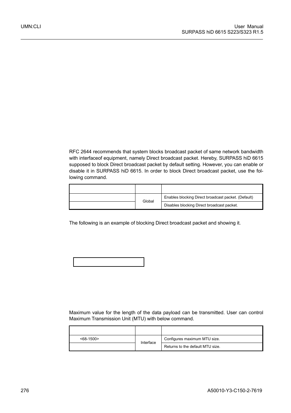 13 blocking direct broadcast, 14 maximum transmission unit (mtu), Blocking direct broadcast | Maximum transmission unit (mtu) | Siemens S223 User Manual | Page 276 / 381