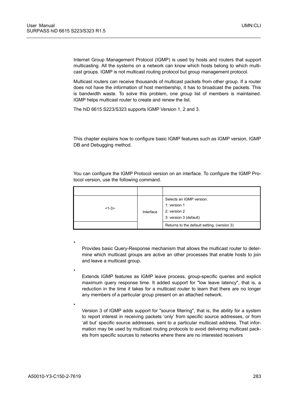 2 internet group management protocol (igmp), 1 igmp basic configuration, 1 igmp version per interface | Internet group management protocol (igmp), Igmp basic configuration | Siemens S223 User Manual | Page 283 / 381