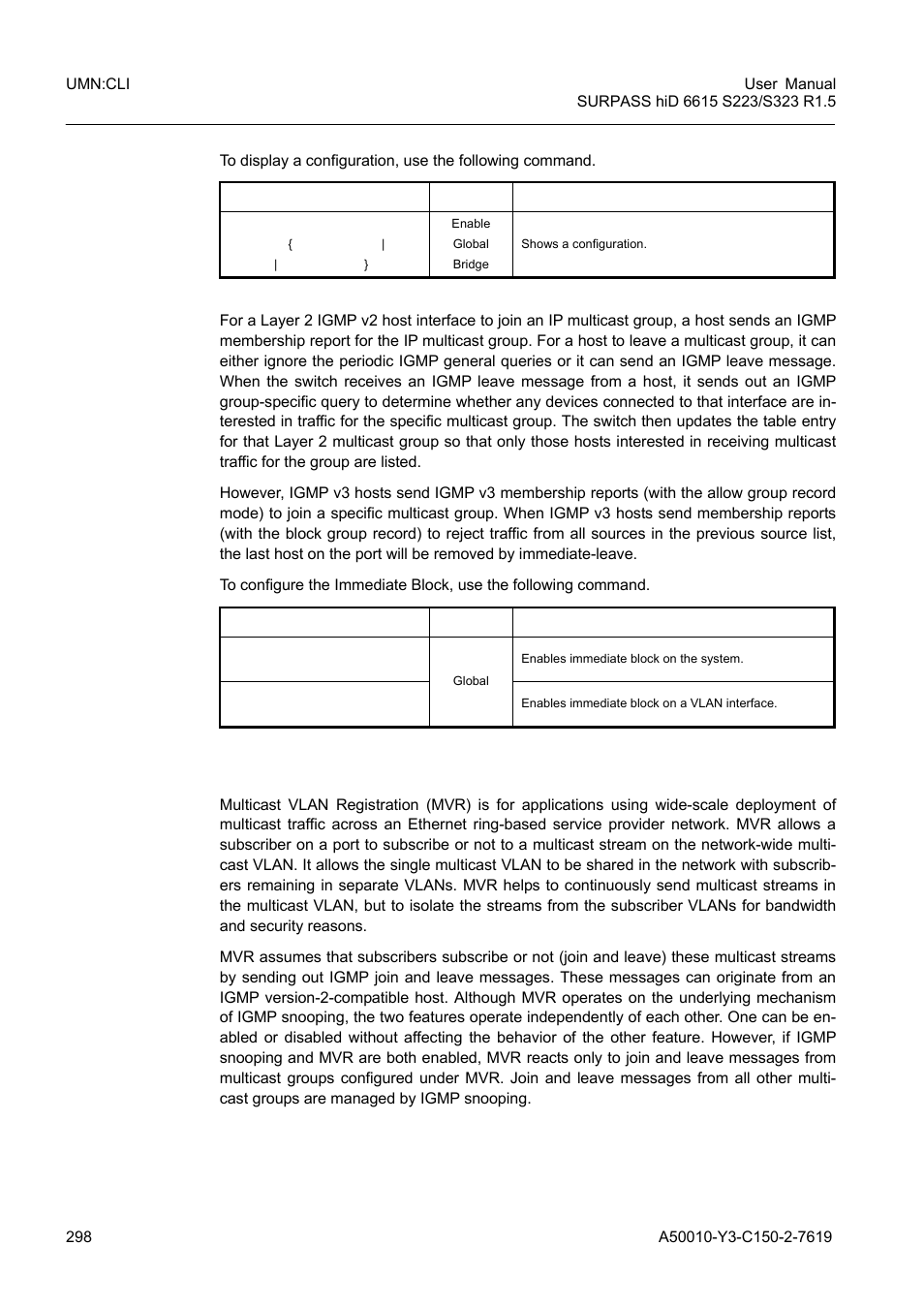 3 immediate block, 7 multicast vlan registration (mvr), 3 immediate block 9.2.7 | Multicast vlan registration (mvr) | Siemens S223 User Manual | Page 298 / 381