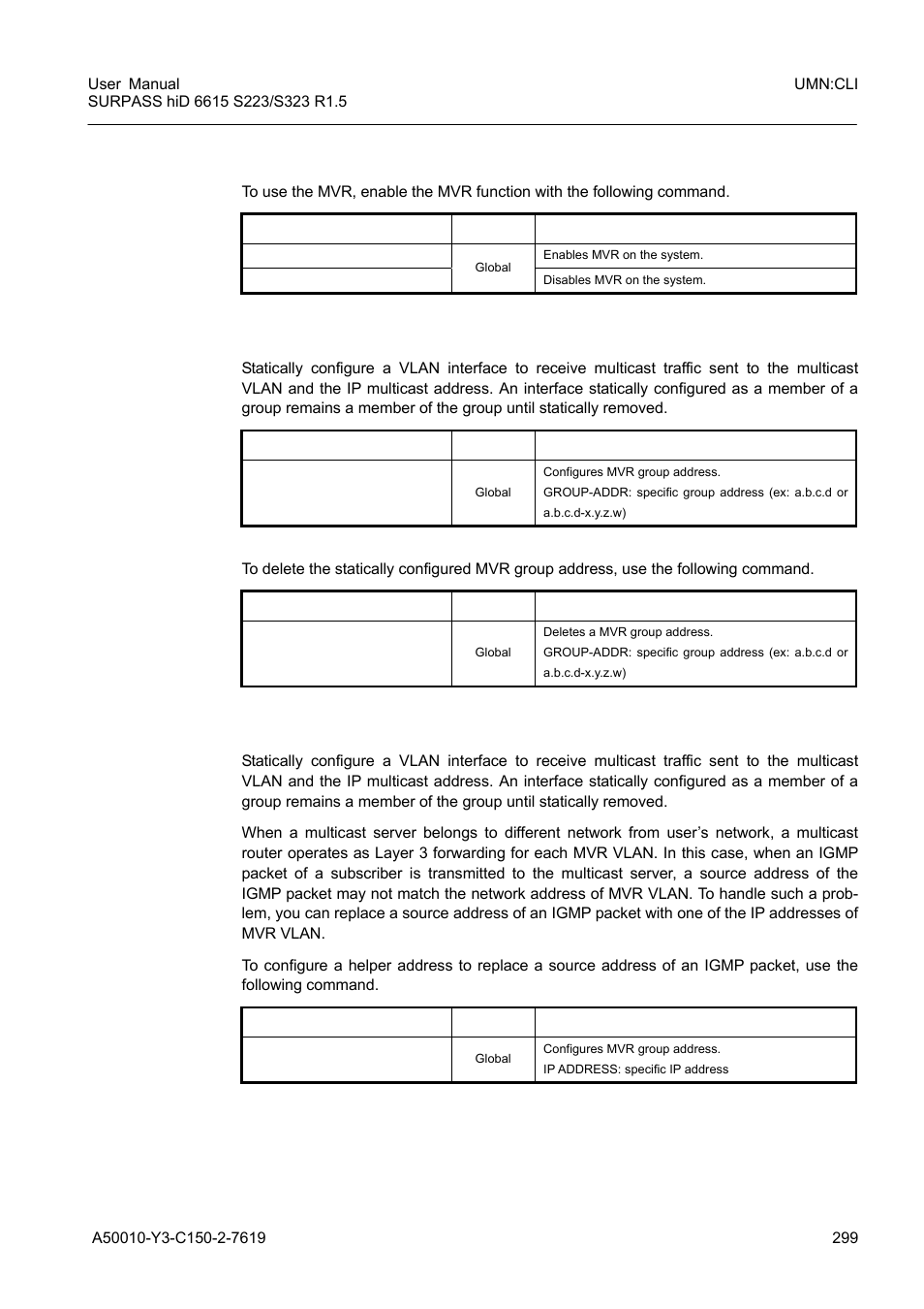 1 enabling mvr, 2 mvr group address, 3 mvr ip address | Siemens S223 User Manual | Page 299 / 381