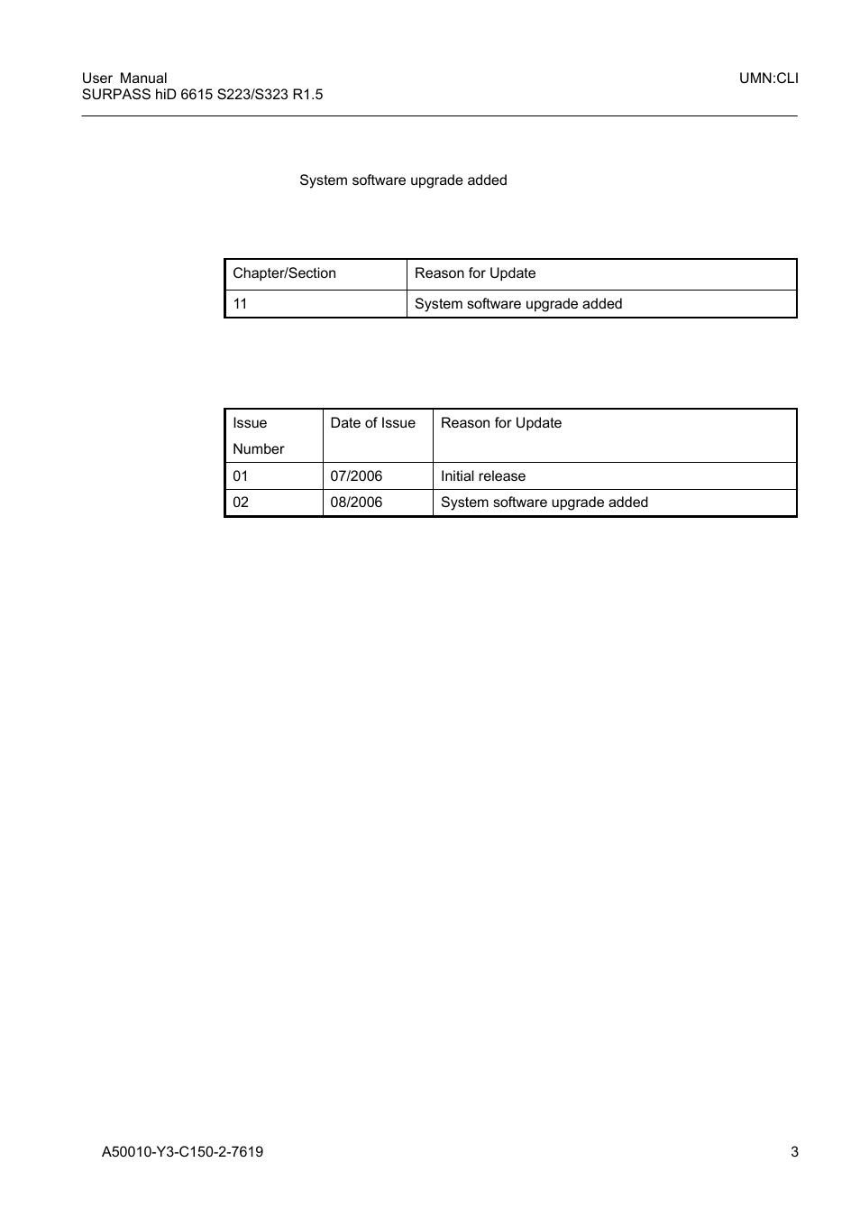 Reason for update, Issue history | Siemens S223 User Manual | Page 3 / 381