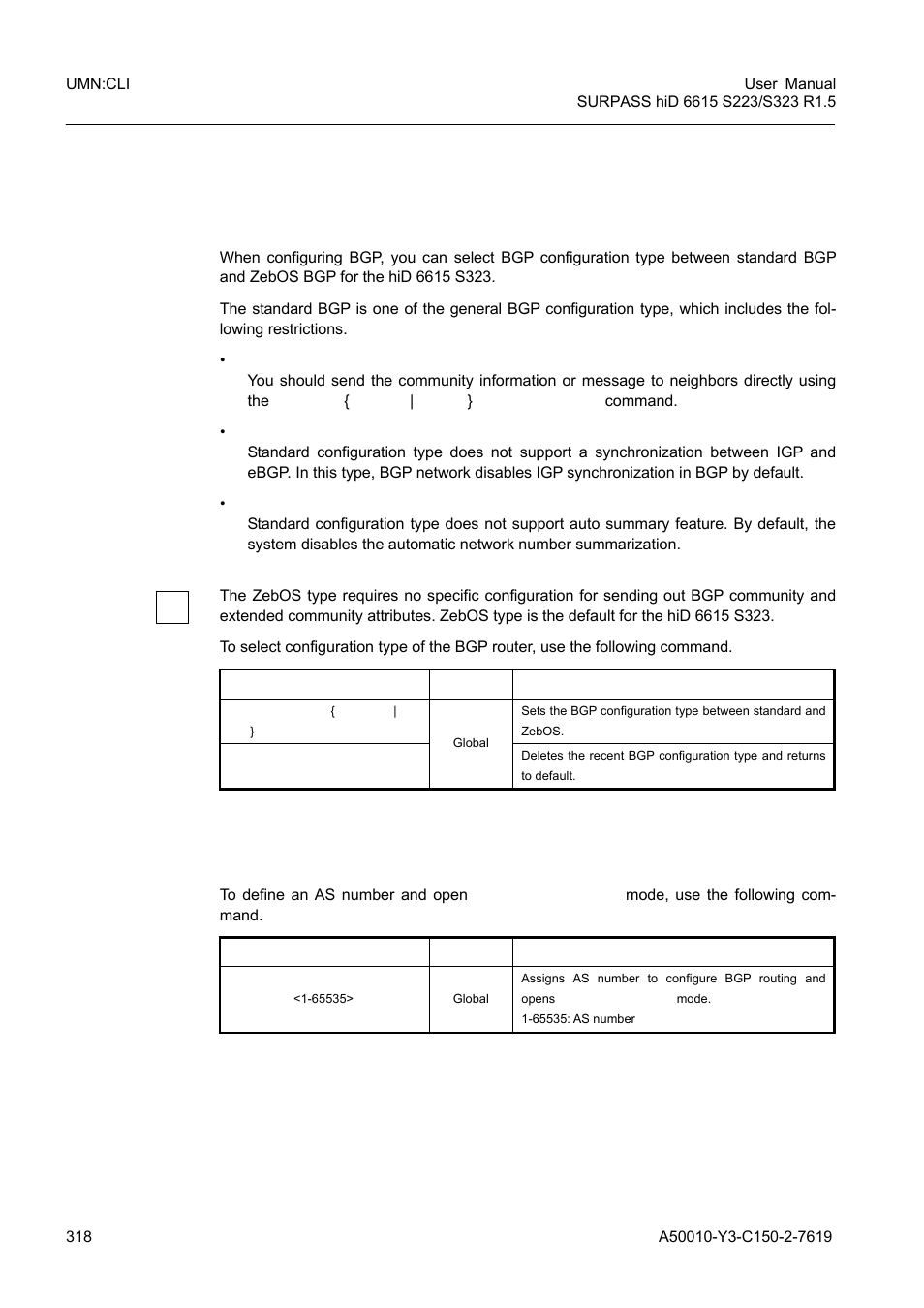 1 basic configuration, 1 configuration type of bgp, 2 enabling bgp routing | Basic configuration | Siemens S223 User Manual | Page 318 / 381